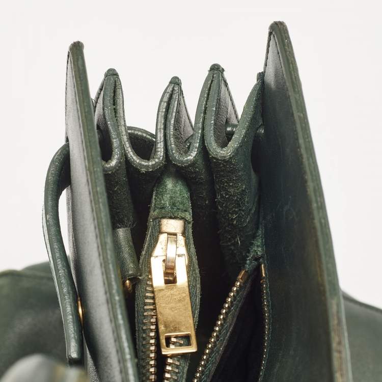 Pre Owned Saint Laurent Green Leather Small Classic Sac De Jour Tote