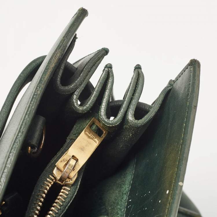Pre Owned Saint Laurent Green Leather Small Classic Sac De Jour Tote