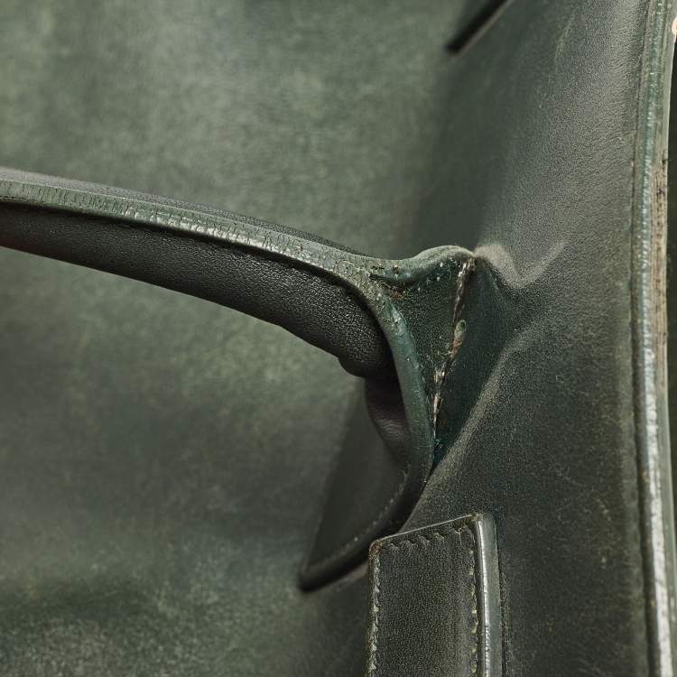 Pre Owned Saint Laurent Green Leather Small Classic Sac De Jour Tote