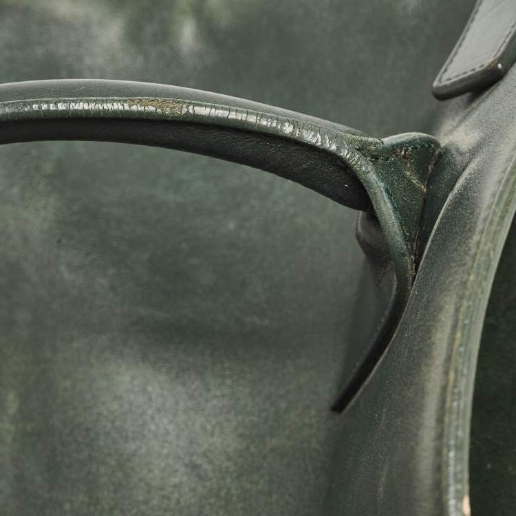 Pre Owned Saint Laurent Green Leather Small Classic Sac De Jour Tote