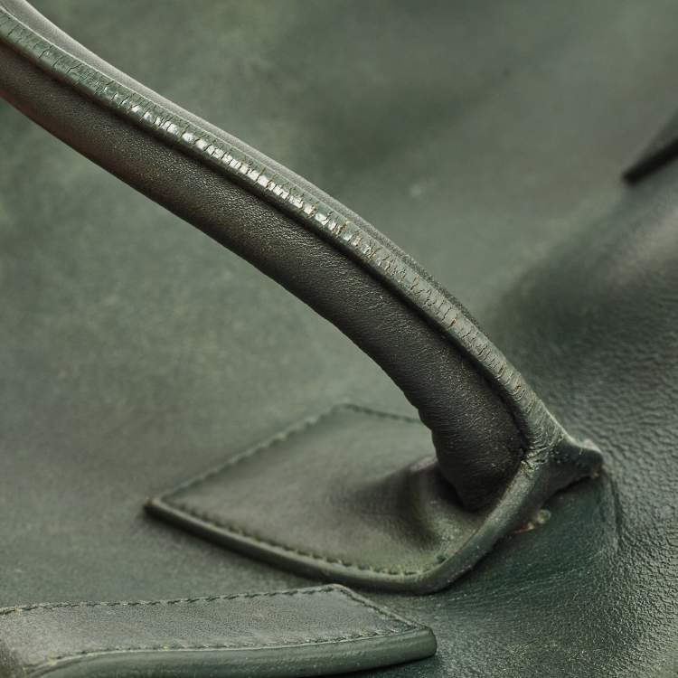 Pre Owned Saint Laurent Green Leather Small Classic Sac De Jour Tote
