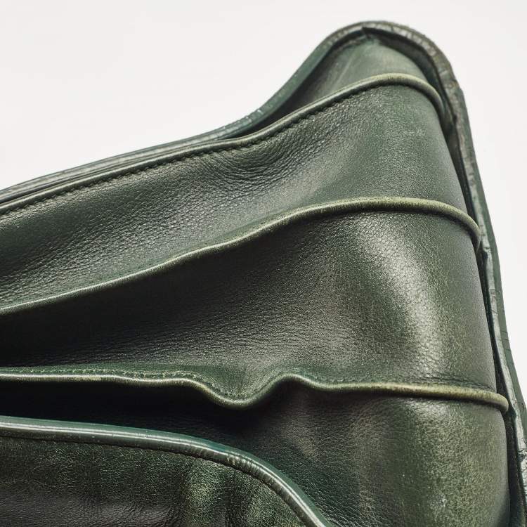 Pre Owned Saint Laurent Green Leather Small Classic Sac De Jour Tote