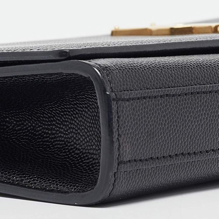 Pre Owned Saint Laurent Black Leather Kate Monogram Clutch
