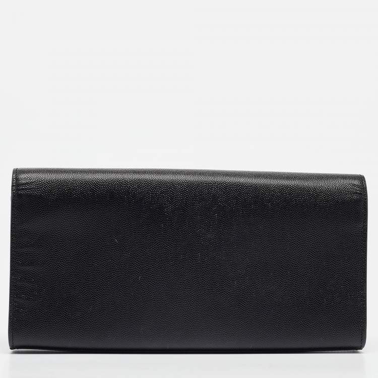 Pre Owned Saint Laurent Black Leather Kate Monogram Clutch