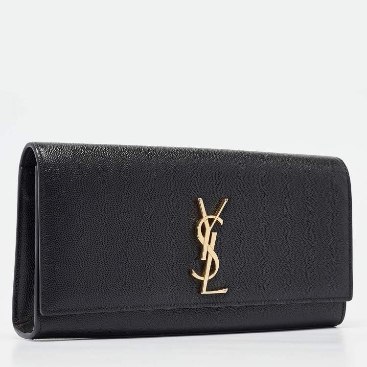 Pre Owned Saint Laurent Black Leather Kate Monogram Clutch