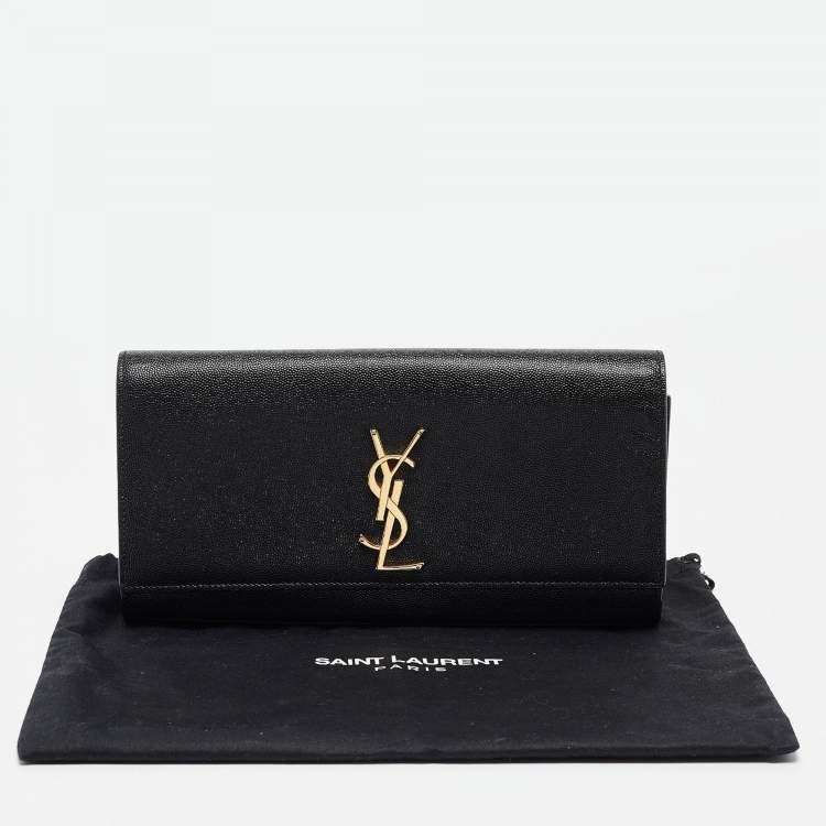 Pre Owned Saint Laurent Black Leather Kate Monogram Clutch