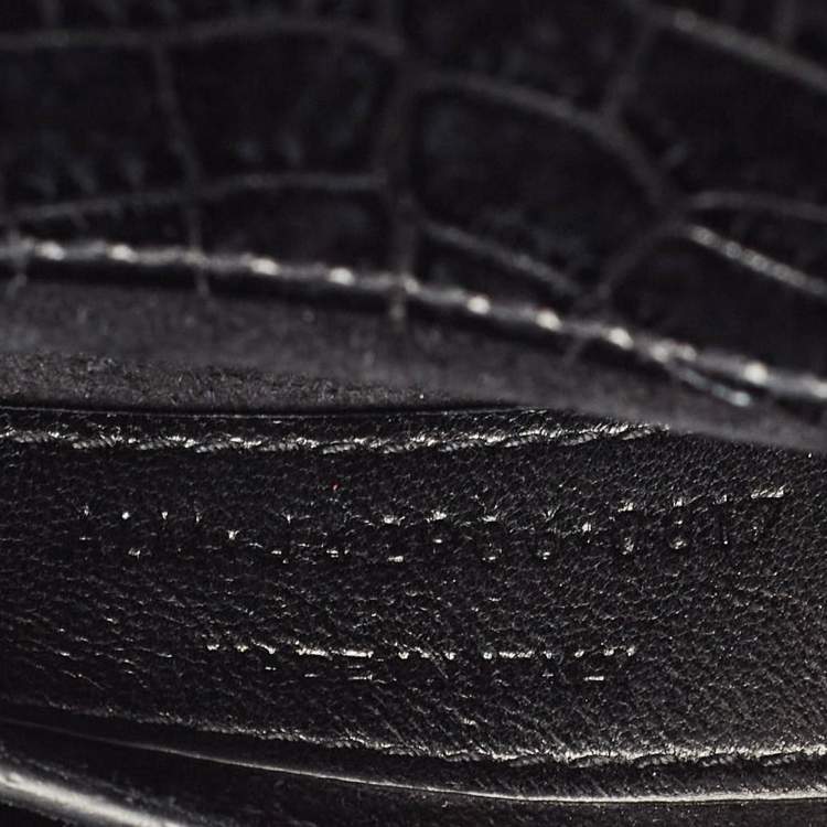 Pre Owned Saint Laurent Black Croc Embossed Leather Medium Sunset Shoulder Bag
