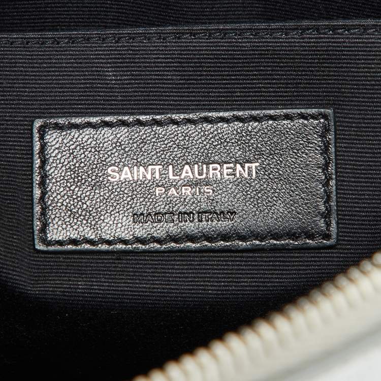 مملوكة مسبقًا Saint Laurent Silver Star Leather Zip Pouch 