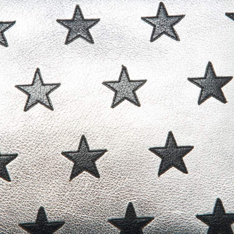 مملوكة مسبقًا Saint Laurent Silver Star Leather Zip Pouch 