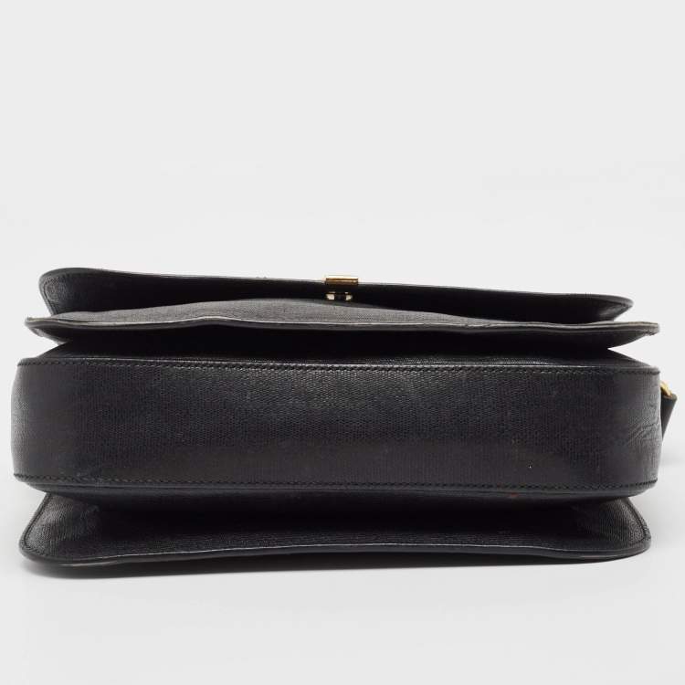 Pre Owned Saint Laurent Black Leather Ligne Y Crossbody Bag