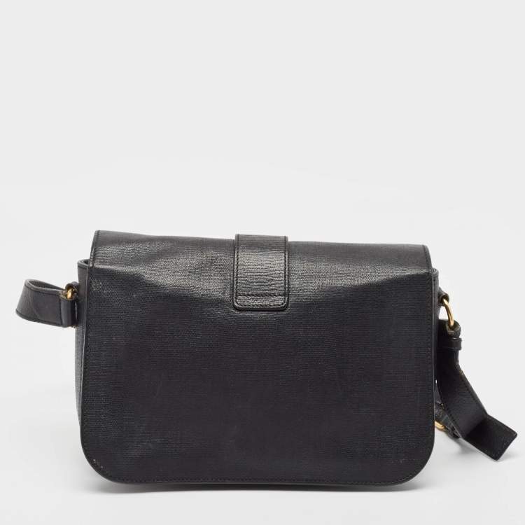 Pre Owned Saint Laurent Black Leather Ligne Y Crossbody Bag