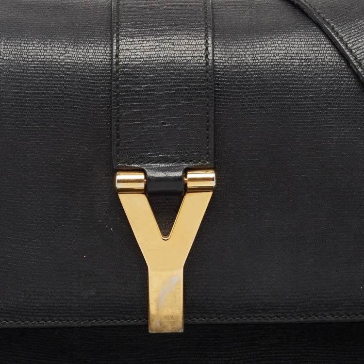 Pre Owned Saint Laurent Black Leather Ligne Y Crossbody Bag