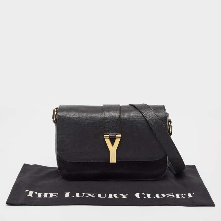 Pre Owned Saint Laurent Black Leather Ligne Y Crossbody Bag