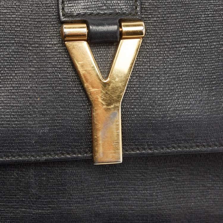 Pre Owned Saint Laurent Black Leather Ligne Y Crossbody Bag