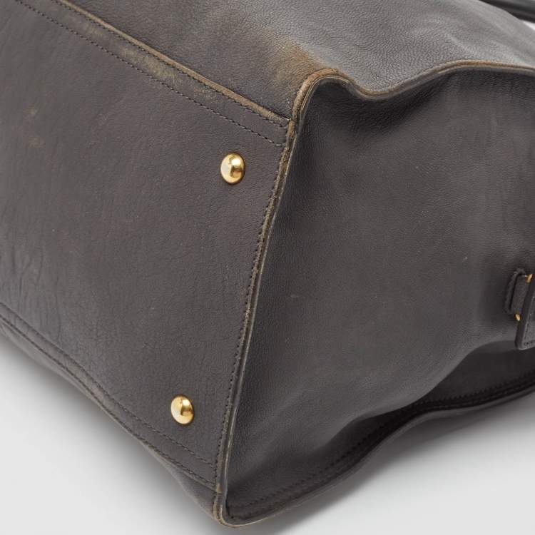 مملوكة مسبقًا Saint Laurent Dark Grey Leather Large Cabas Chyc Tote