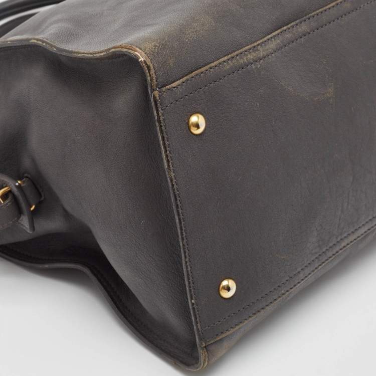 مملوكة مسبقًا Saint Laurent Dark Grey Leather Large Cabas Chyc Tote