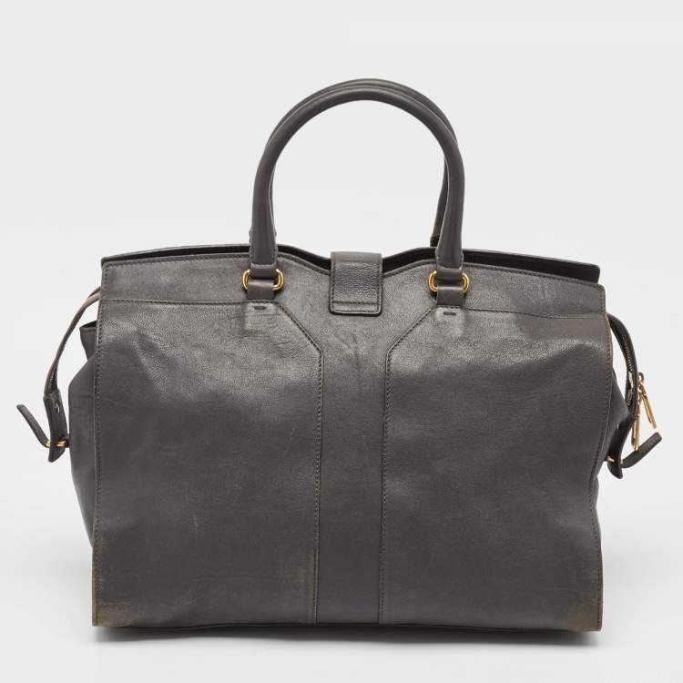 مملوكة مسبقًا Saint Laurent Dark Grey Leather Large Cabas Chyc Tote