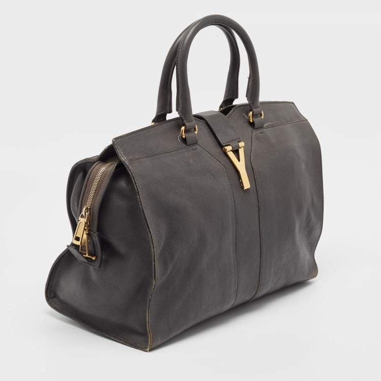 مملوكة مسبقًا Saint Laurent Dark Grey Leather Large Cabas Chyc Tote
