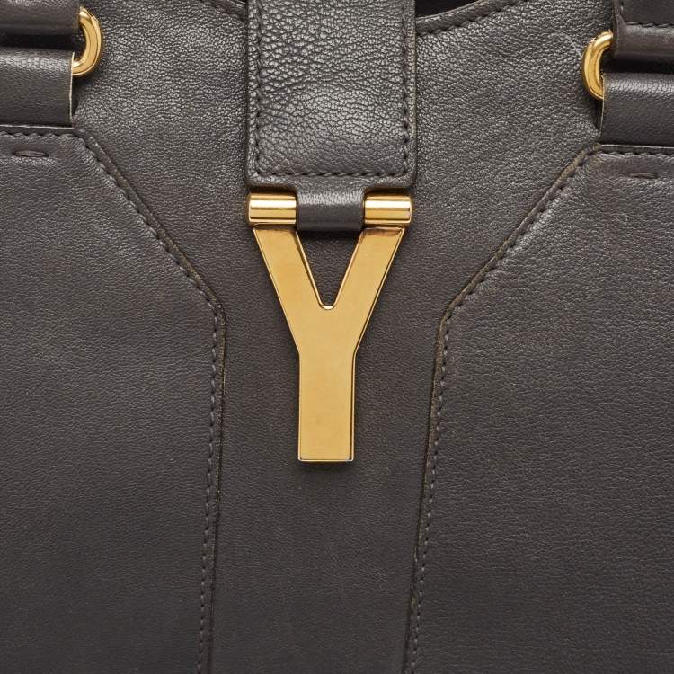 مملوكة مسبقًا Saint Laurent Dark Grey Leather Large Cabas Chyc Tote