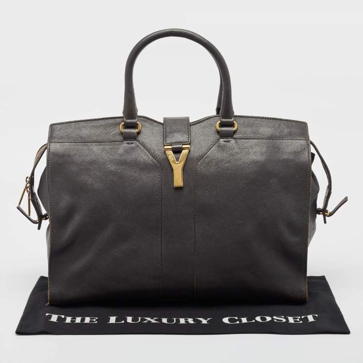 مملوكة مسبقًا Saint Laurent Dark Grey Leather Large Cabas Chyc Tote