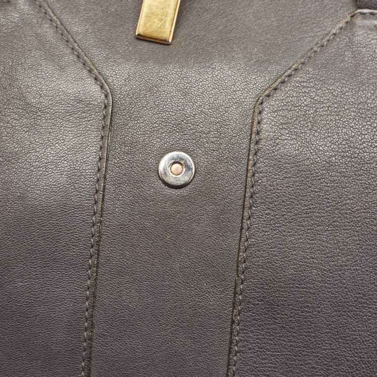 مملوكة مسبقًا Saint Laurent Dark Grey Leather Large Cabas Chyc Tote