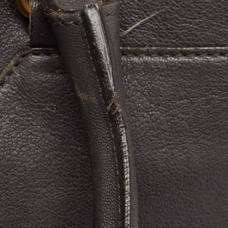 مملوكة مسبقًا Saint Laurent Dark Grey Leather Large Cabas Chyc Tote