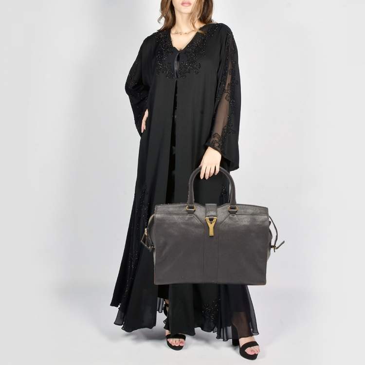 مملوكة مسبقًا Saint Laurent Dark Grey Leather Large Cabas Chyc Tote