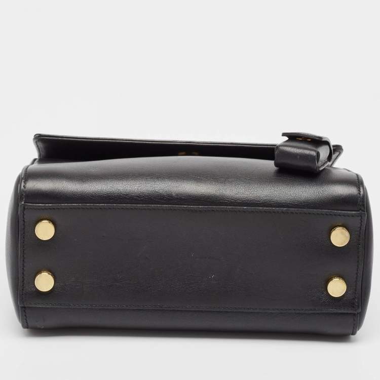 Pre Owned Saint Laurent Black Leather Small Moujik Top Handle Bag