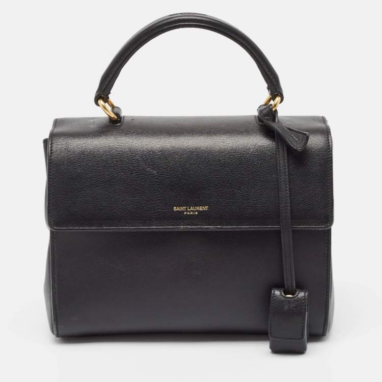 Pre Owned Saint Laurent Black Leather Small Moujik Top Handle Bag