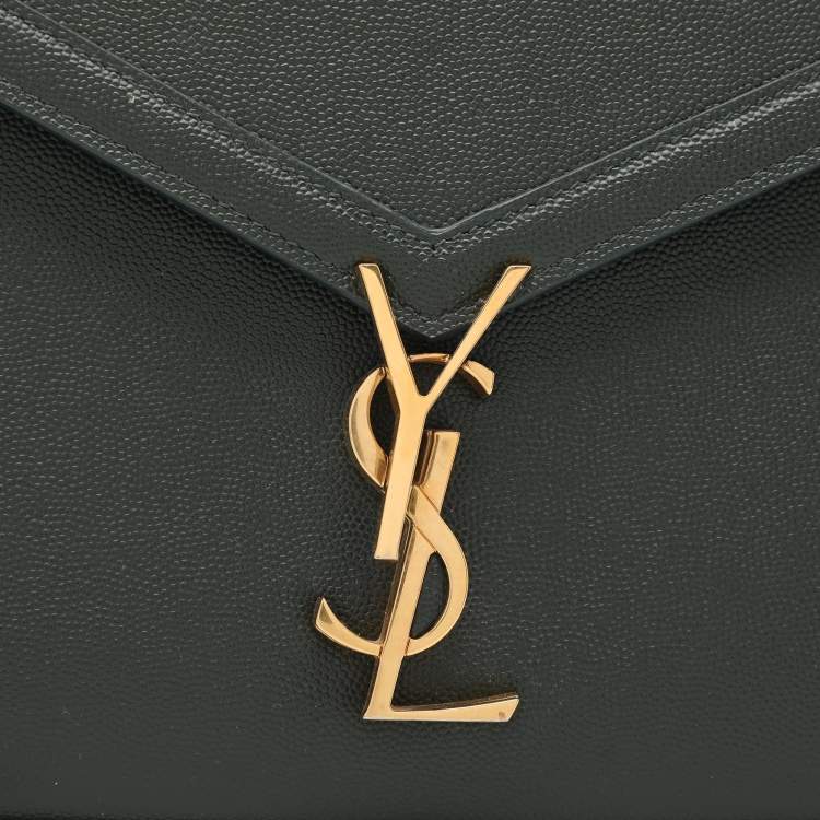 Pre Owned Saint Laurent Green Leather Cassandra Top Handle Bag