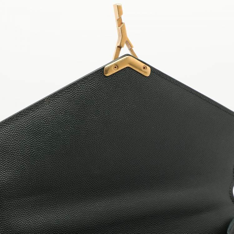 Pre Owned Saint Laurent Green Leather Cassandra Top Handle Bag