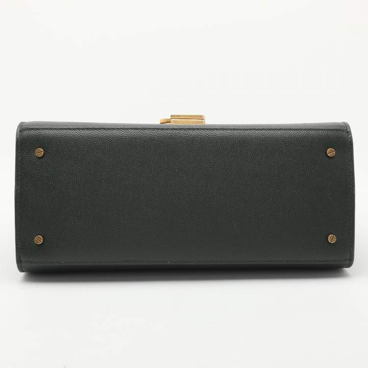 Pre Owned Saint Laurent Green Leather Cassandra Top Handle Bag