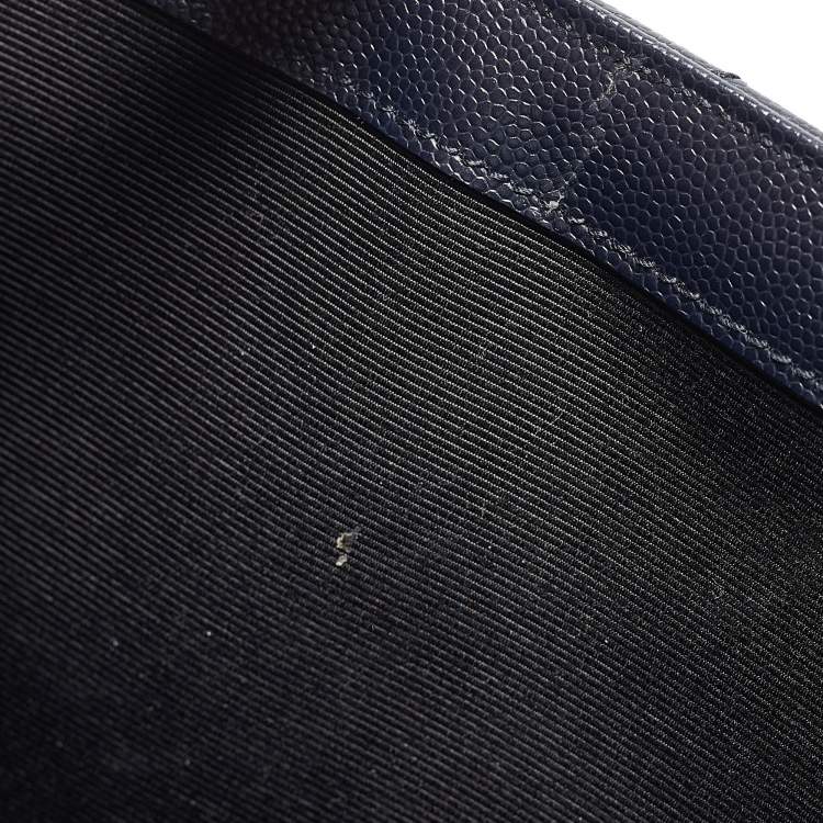 مملوكة مسبقًا Saint Laurent Navy Blue Matelassé Leather Large Monogram Shoulder Bag
