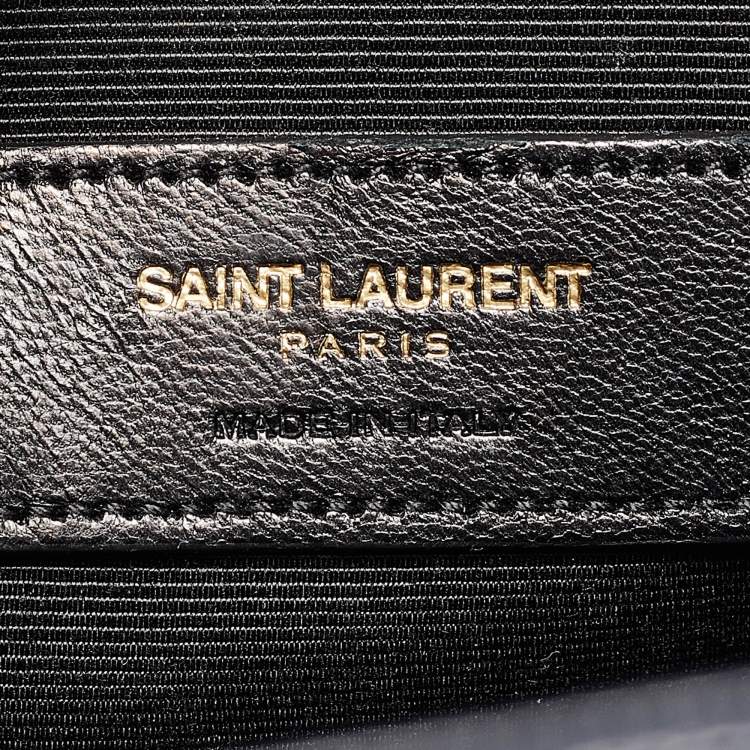 مملوكة مسبقًا Saint Laurent Navy Blue Matelassé Leather Large Monogram Shoulder Bag