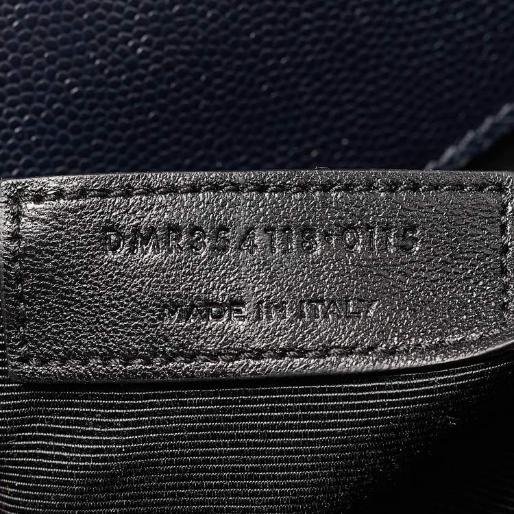 مملوكة مسبقًا Saint Laurent Navy Blue Matelassé Leather Large Monogram Shoulder Bag