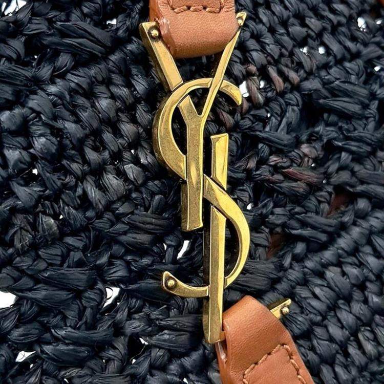 Pre Owned Saint Laurent Crochet Raffia Panier Bag Medium
