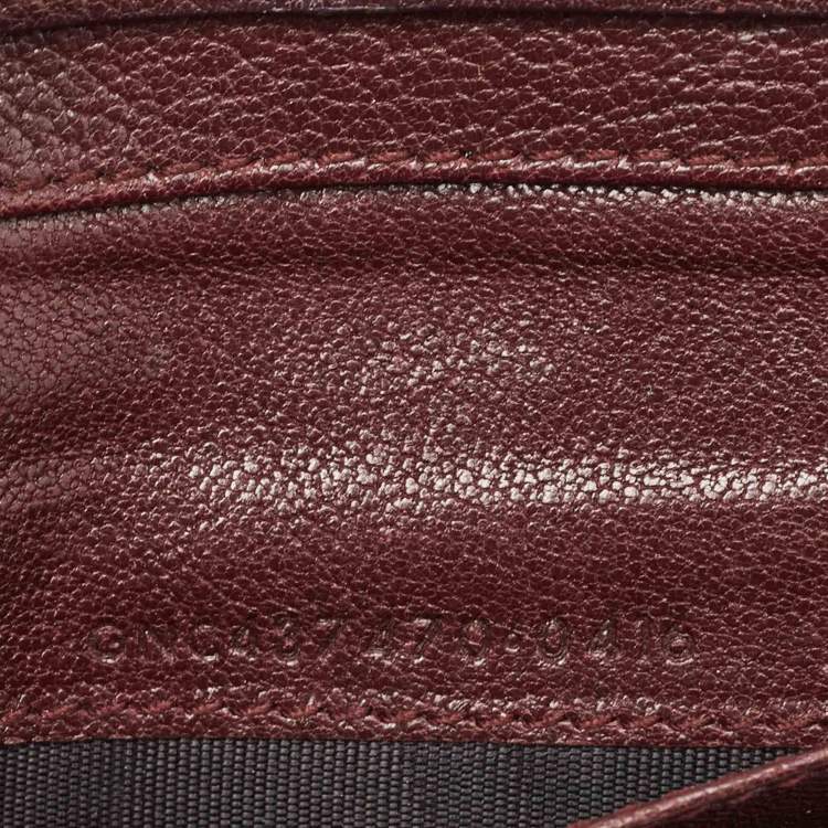 Pre Owned Saint Laurent Burgundy Leather Monogram Zip Around Wallet