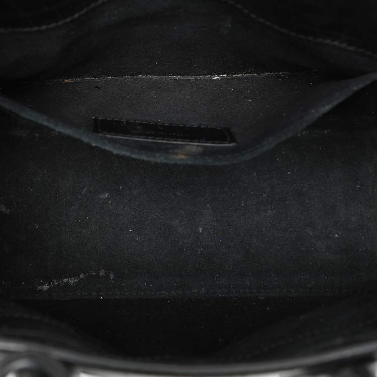 Pre Owned Saint Laurent Black Croc Embossed Leather Nano Classic Sac De Jour Tote