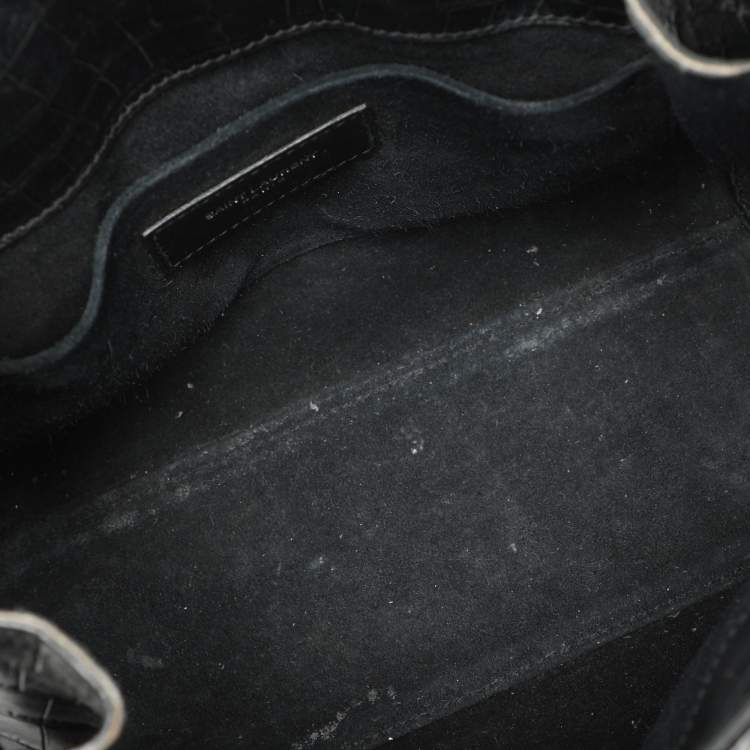 Pre Owned Saint Laurent Black Croc Embossed Leather Nano Classic Sac De Jour Tote