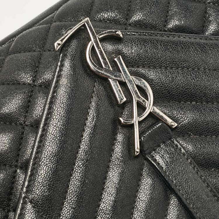 Pre Owned Saint Laurent Black Mixed Quilted Leather Small Envelope Shoulder Bag