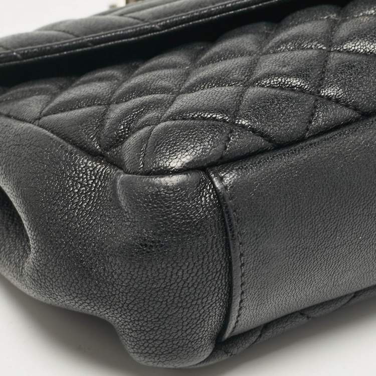 Pre Owned Saint Laurent Black Mixed Quilted Leather Small Envelope Shoulder Bag