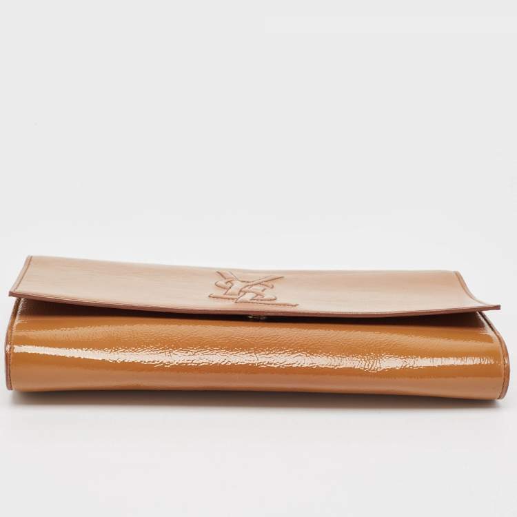 Pre Owned Saint Laurent Beige Patent Leather Belle De Jour Clutch