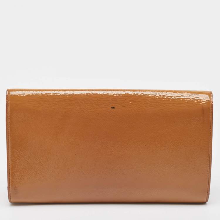 Pre Owned Saint Laurent Beige Patent Leather Belle De Jour Clutch