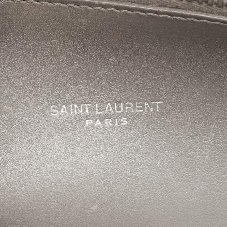 Pre Owned Saint Laurent Grey Croc Embossed Leather Small Classic Sac De Jour Tote