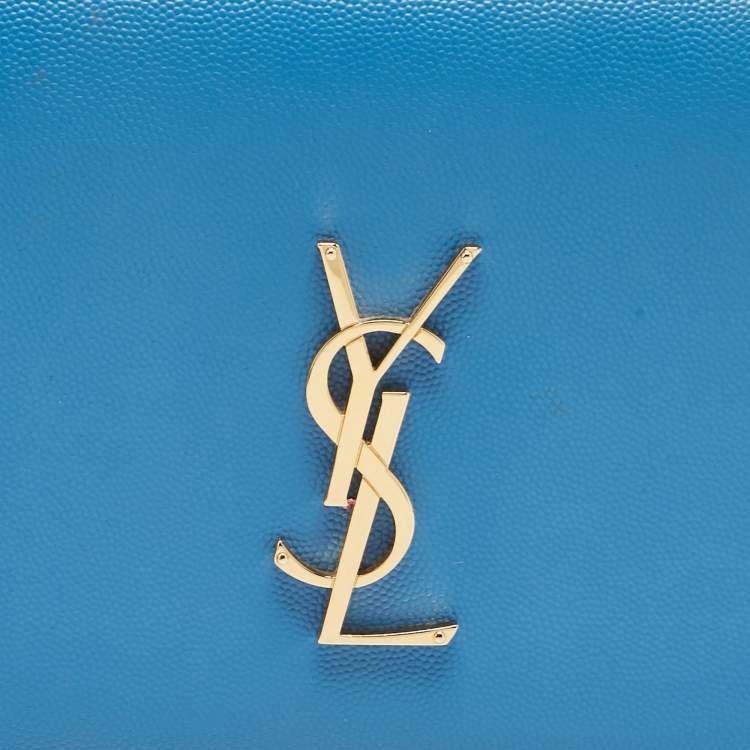 مملوكة مسبقًا Saint Laurent Light Blue Leather Monogram Kate Clutch