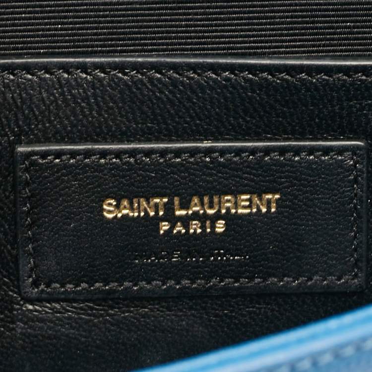 مملوكة مسبقًا Saint Laurent Light Blue Leather Monogram Kate Clutch