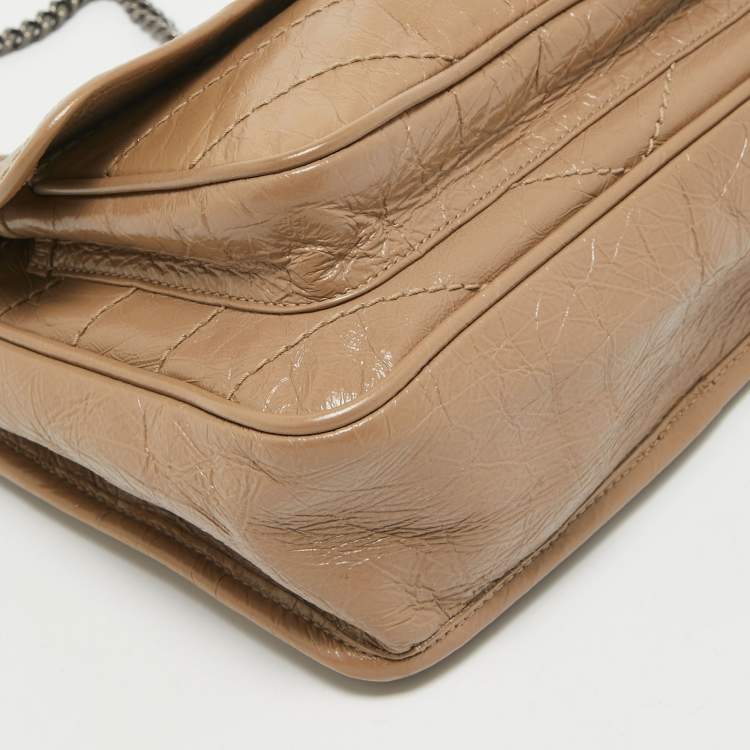 Pre Owned Saint Laurent Beige Matelassé Leather Baby Niki Chain Shoulder Bag