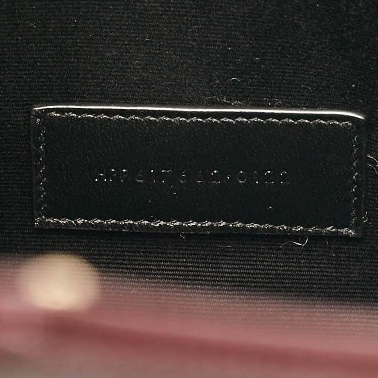 Pre Owned Saint Laurent Burgundy Matelassé Leather Monogram Envelope Wristlet Clutch