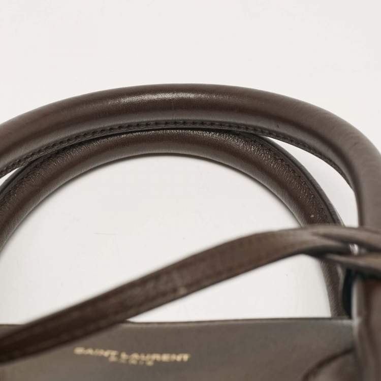 Pre Owned Saint Laurent Dark Brown Leather Small Sac De Jour Tote