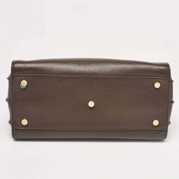 Pre Owned Saint Laurent Dark Brown Leather Small Sac De Jour Tote
